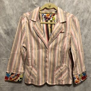 Robert Graham Striped Floral Blazer Jacket 10